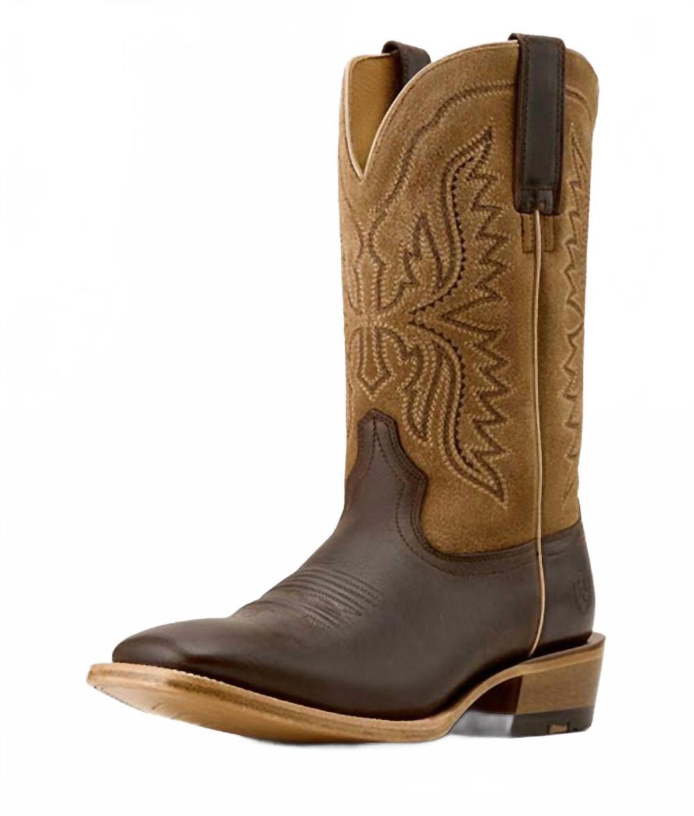 NEW ARIAT men's preston tekstep square toe leather sole boot in roasted coffee